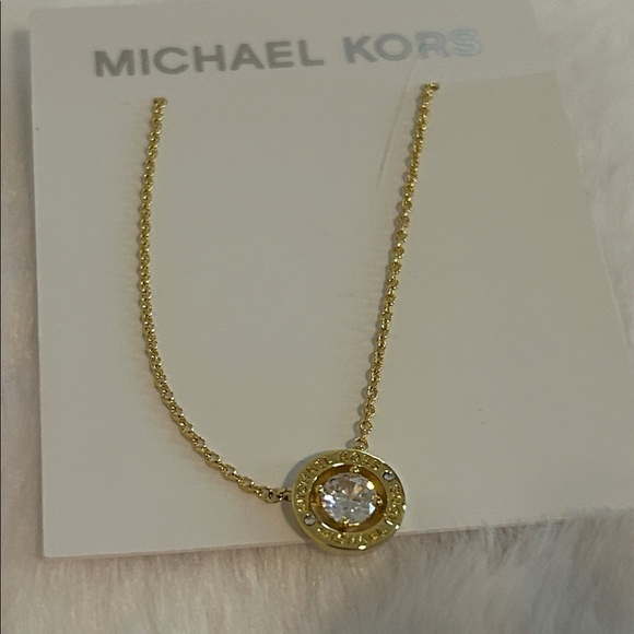 MICHAEL Michael Kors Jewelry - NEW! Michael Kors Crystal Bezel Set Gold Tone Necklace MK